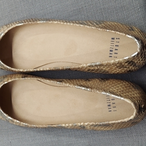 Stuart Weitzman Snake Skin Design Square Nose Pointed Flats Size 10.5 N - Picture 6 of 13